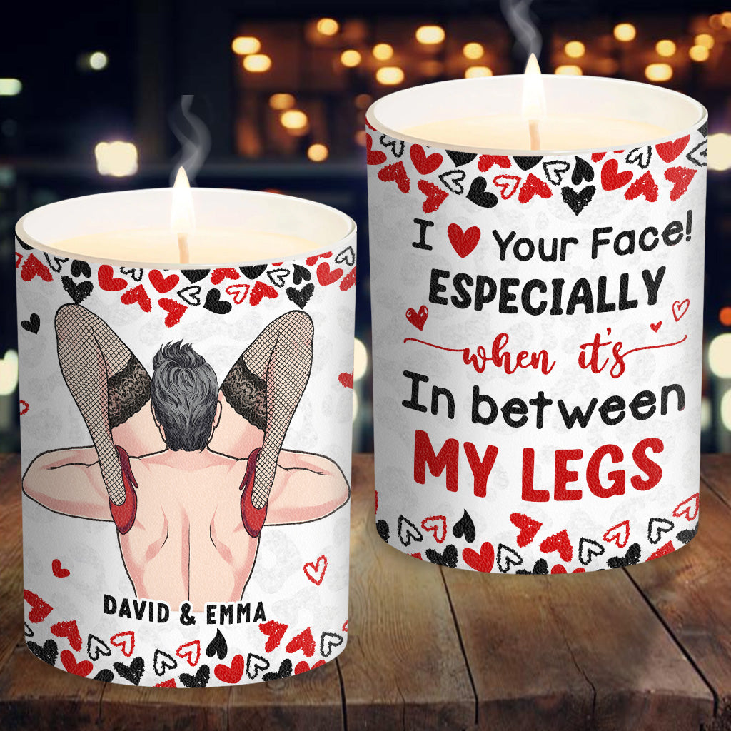 Naughty I Love Your Face - Personalized Couple Candle With Wooden Lid