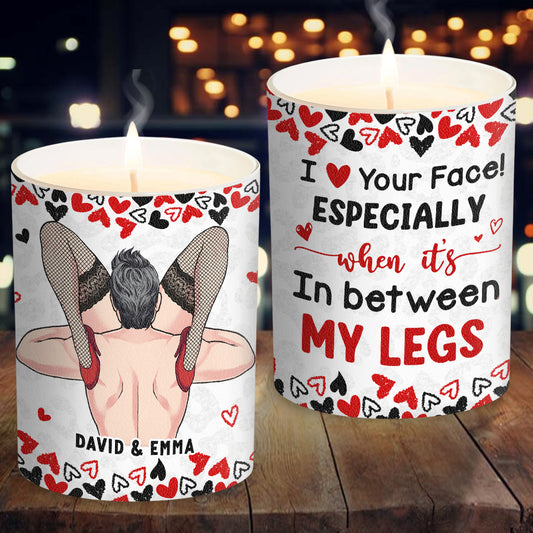 Naughty I Love Your Face - Personalized Couple Candle With Wooden Lid