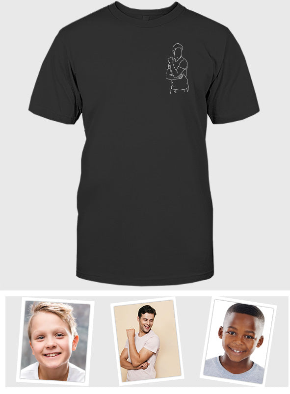 Custom Line Art - Personalized grandson Embroidered T-shirt