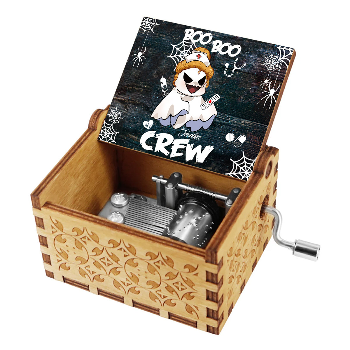 Boîte à musique à manivelle personnalisée Boo Boo Crew - Infirmière