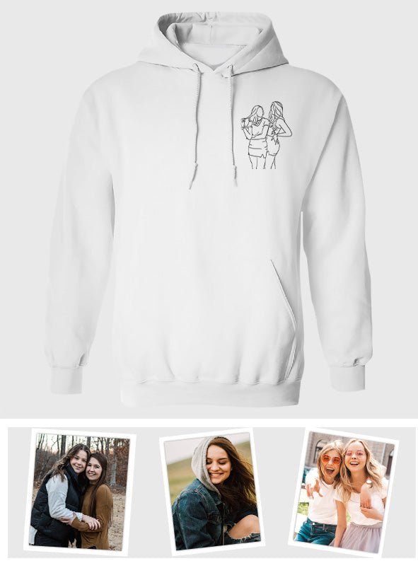 Sweat à capuche brodé personnalisé pour fille - Illustration au trait