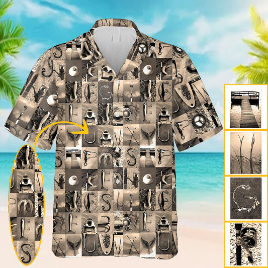 Vintage Fishing Alphabet - Personalized Fishing Hawaiian Shirt