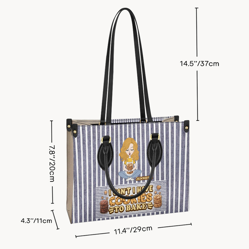 Je ne peux pas, j'ai des biscuits à faire cuire ! - Sac à main en cuir personnalisé pour la pâtisserie