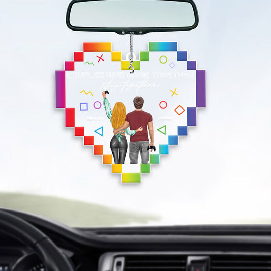 Les couples qui jouent ensemble restent ensemble - Ornement transparent personnalisé pour jeux vidéo