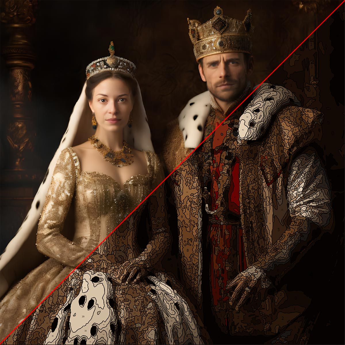 Kit de peinture par numéros personnalisé pour couple royal