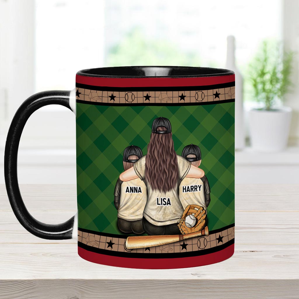 Mon cœur est sur le terrain - Mug personnalisé sur le thème du baseball