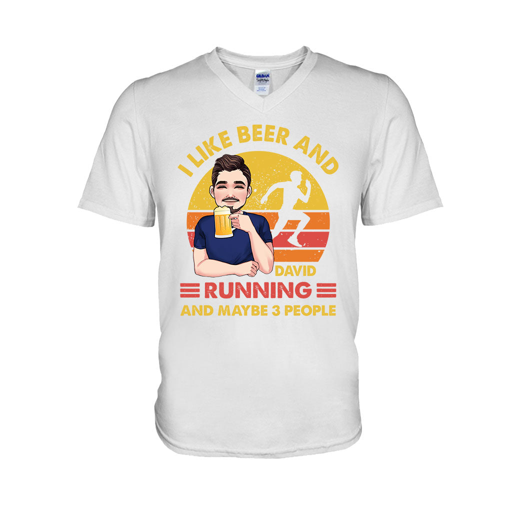 J'aime la bière et la course à pied - T-shirt et sweat à capuche de course personnalisés