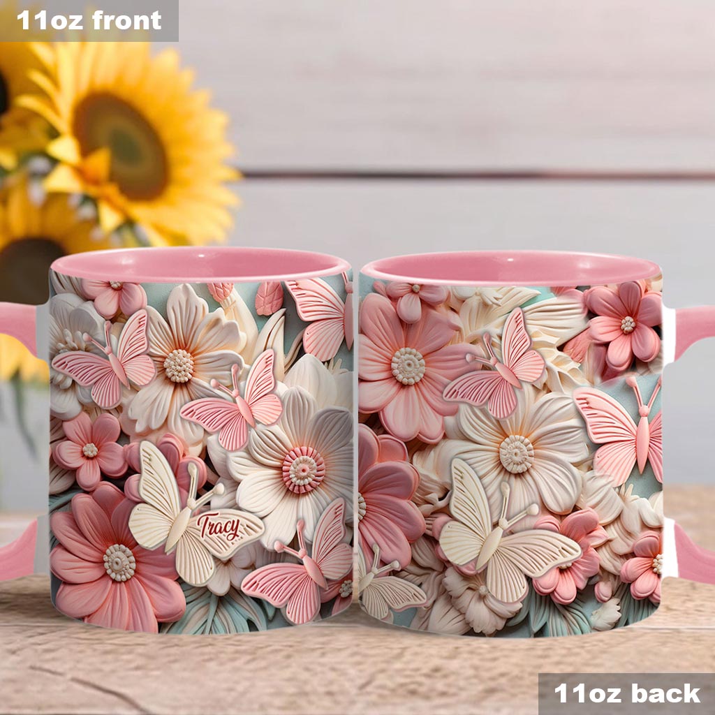 Mug personnalisé à motif papillon - Papillons et fleurs