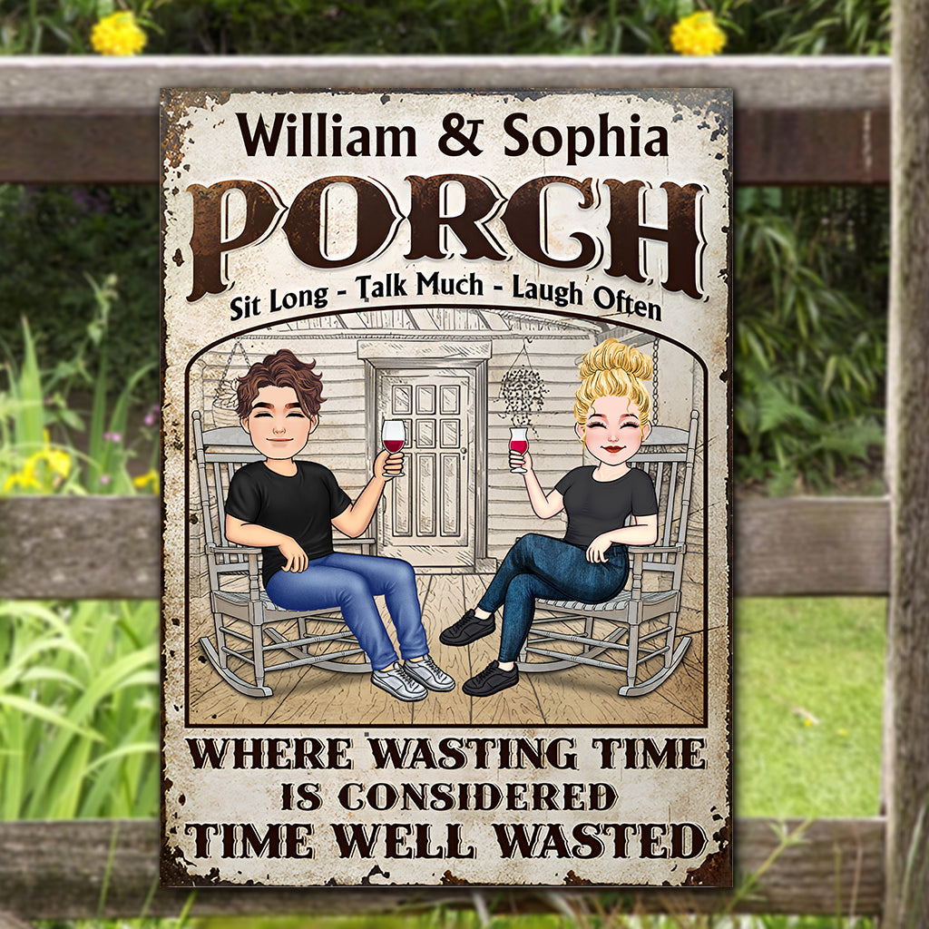 Temps bien gaspillé - Panneau métallique rectangulaire personnalisé pour jardin