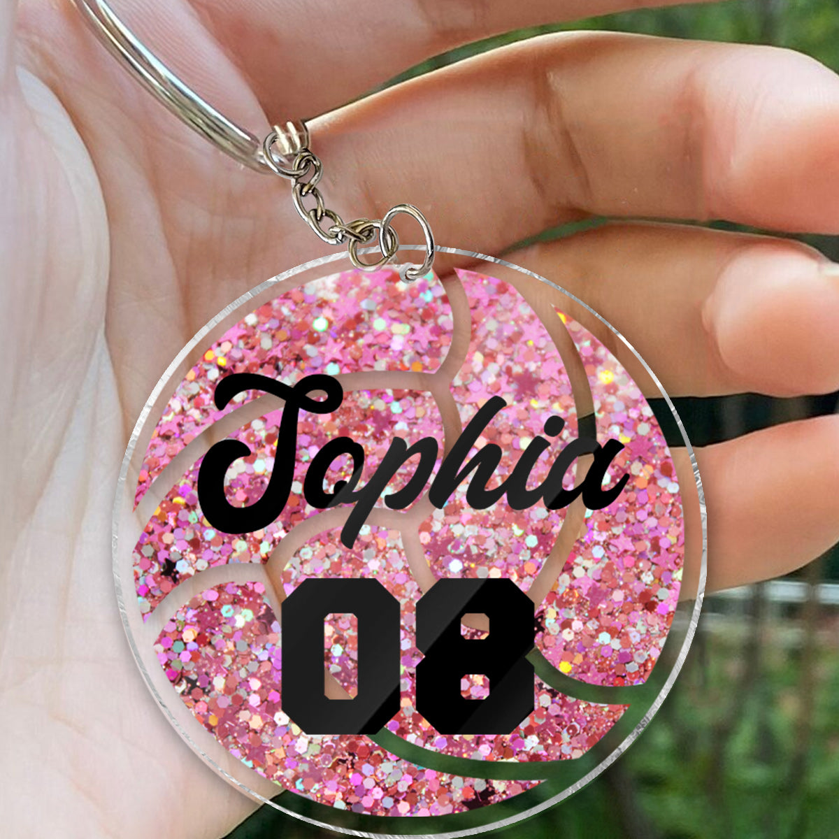 Équipe de volley-ball - Porte-clés transparent personnalisé sur le thème du volley-ball