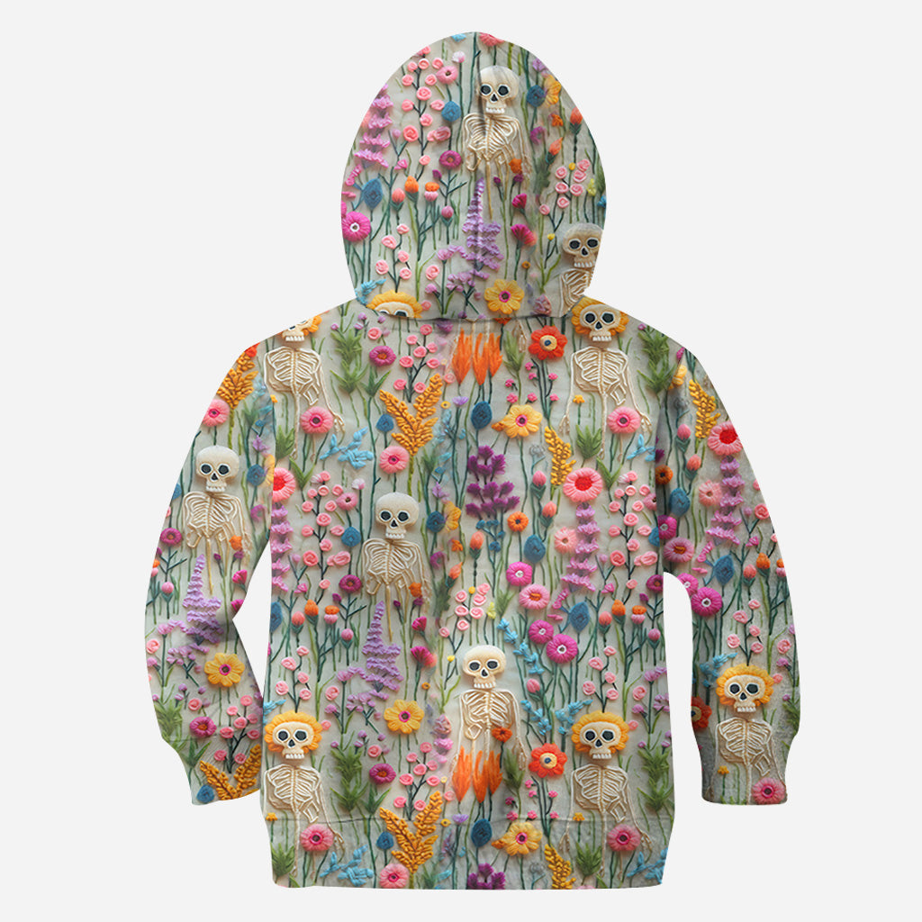 T-shirt à motif floral squelette et crâne personnalisé