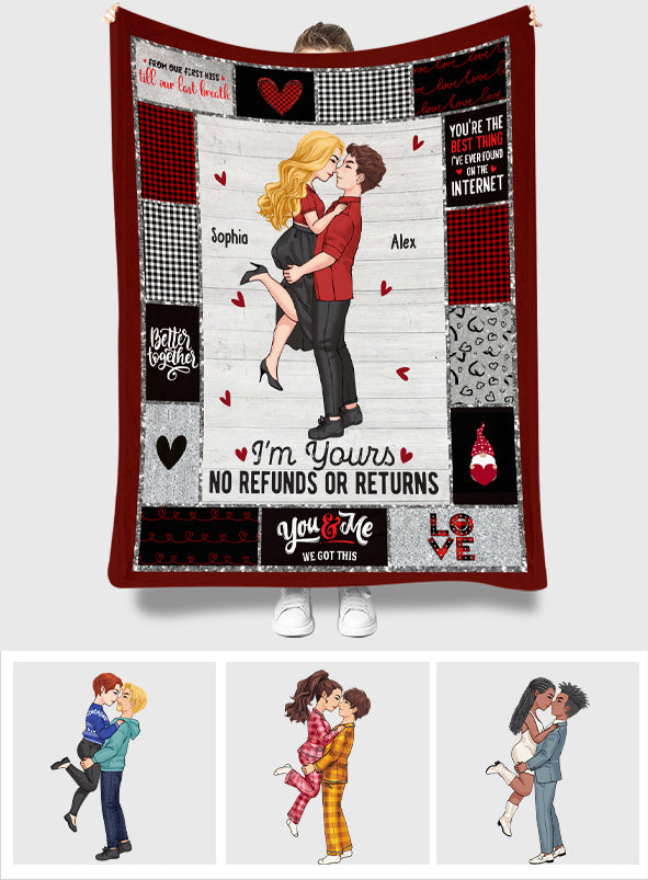 Je suis à toi. Ni remboursement ni retour - Cadeau pour petit ami, petite amie, mari, femme - Couverture personnalisée