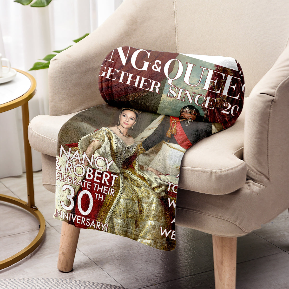 Roi et Reine - Couverture personnalisée pour mari et femme