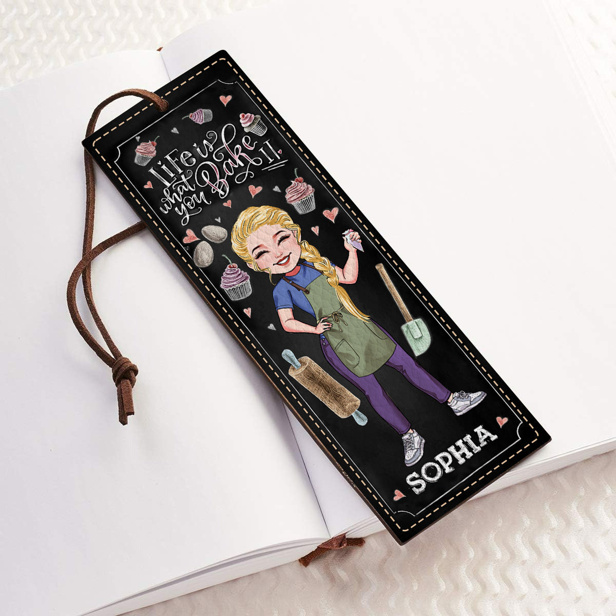 Life Is What You Bake It - Personalized Baking Leather Bookmark