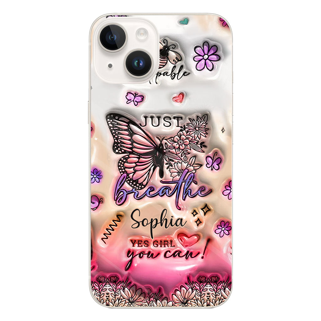 Positive Affirmations Butterfly - Personalized Butterfly Clear Phone Case