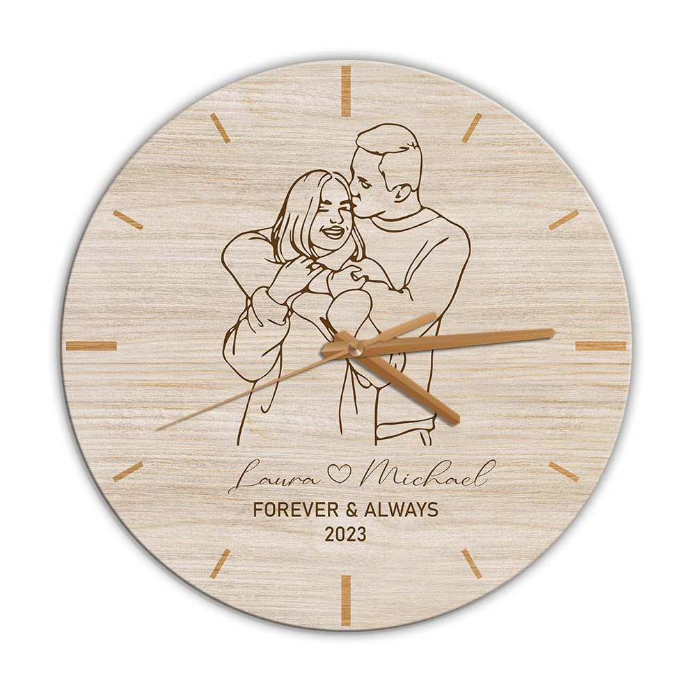 Forever And Always - Personalized Couple Wall Clock