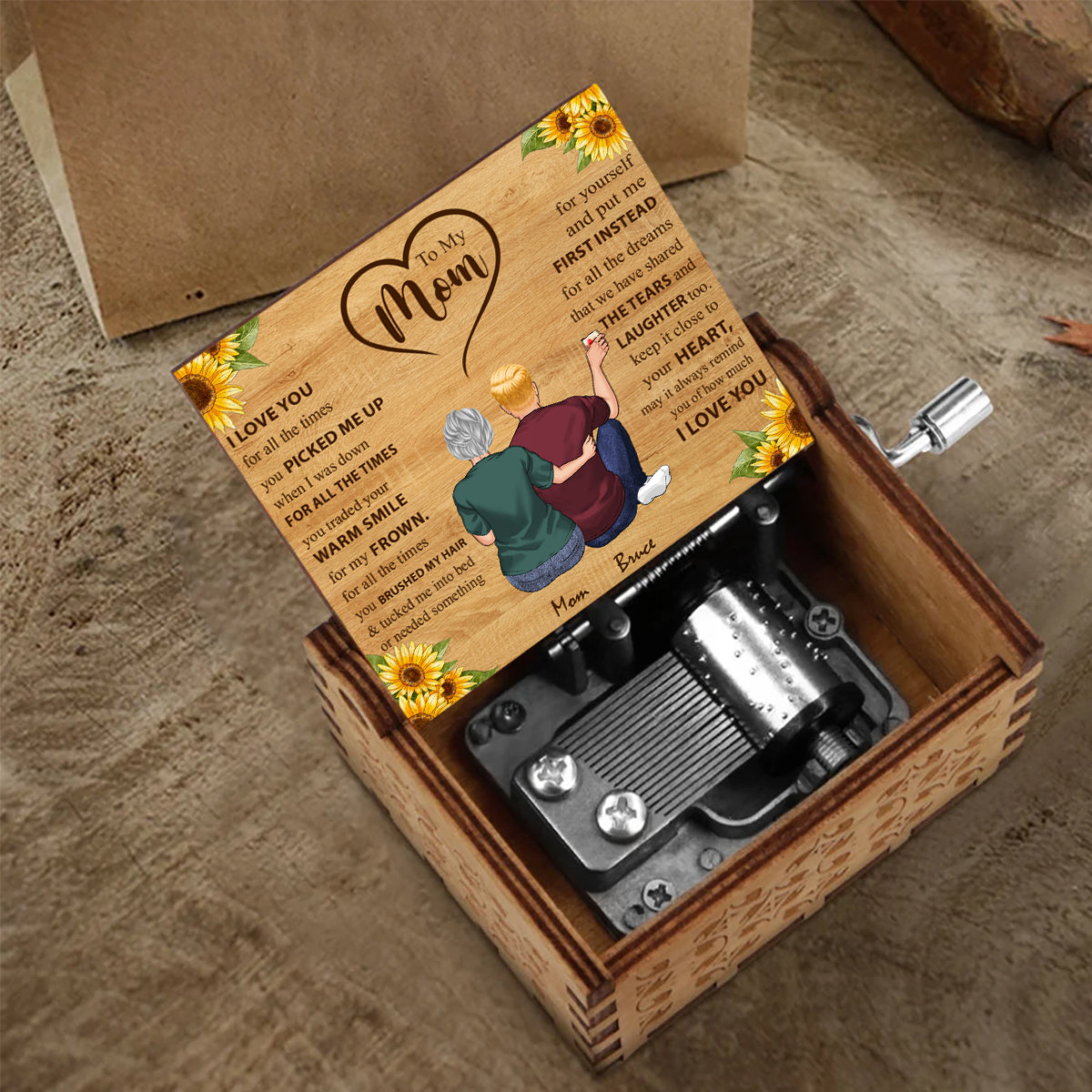 To My Mom - Personalized Mother Hand Crank Music Box