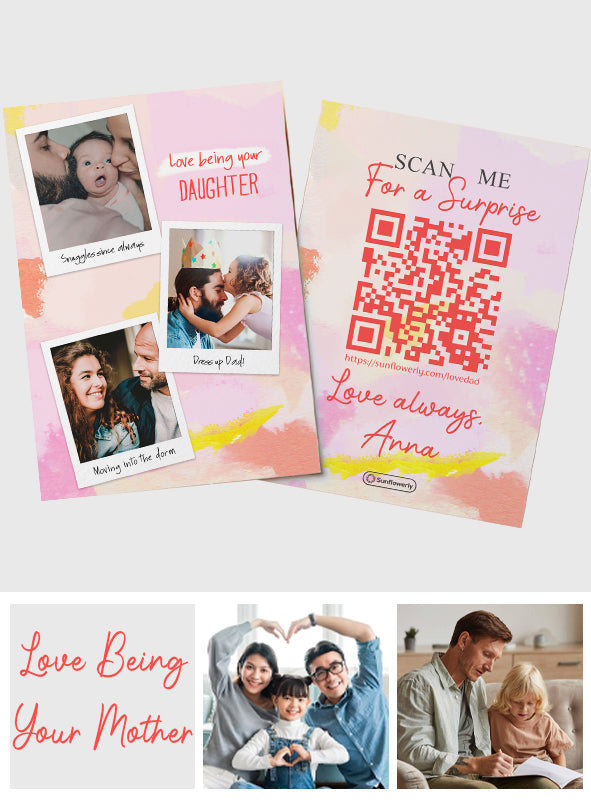 Je t'aime, ma fille - Carte de vœux personnalisée avec QR code