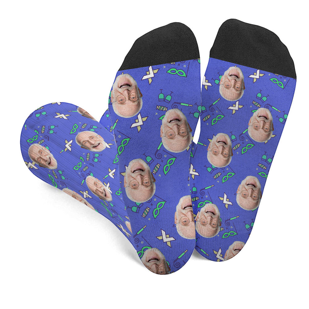 Chaussettes personnalisées pour grand-père - Motifs de fête personnalisés
