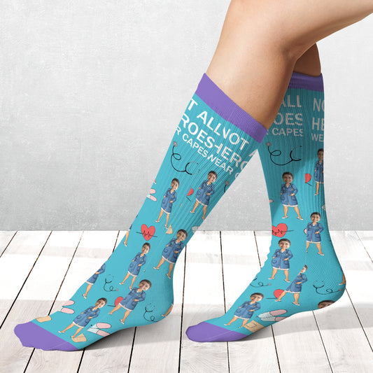 Not All Hero Wear Capes - Personalized Nurse Socks