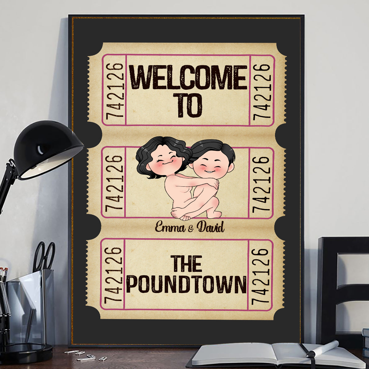 Bienvenue à Poundtown ! Adulte inapproprié - Toile et affiche personnalisées pour couples