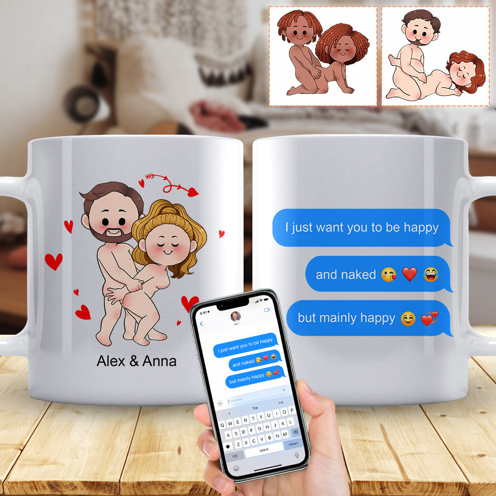Je veux juste que tu sois heureux - Messages personnalisés avec capture d'écran - Cadeau pour petit ami, femme, mari, petite amie - Mug personnalisé