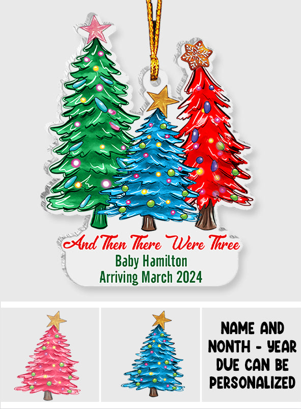 Et puis il n'en restait plus que trois - Ornement de grossesse transparent personnalisé