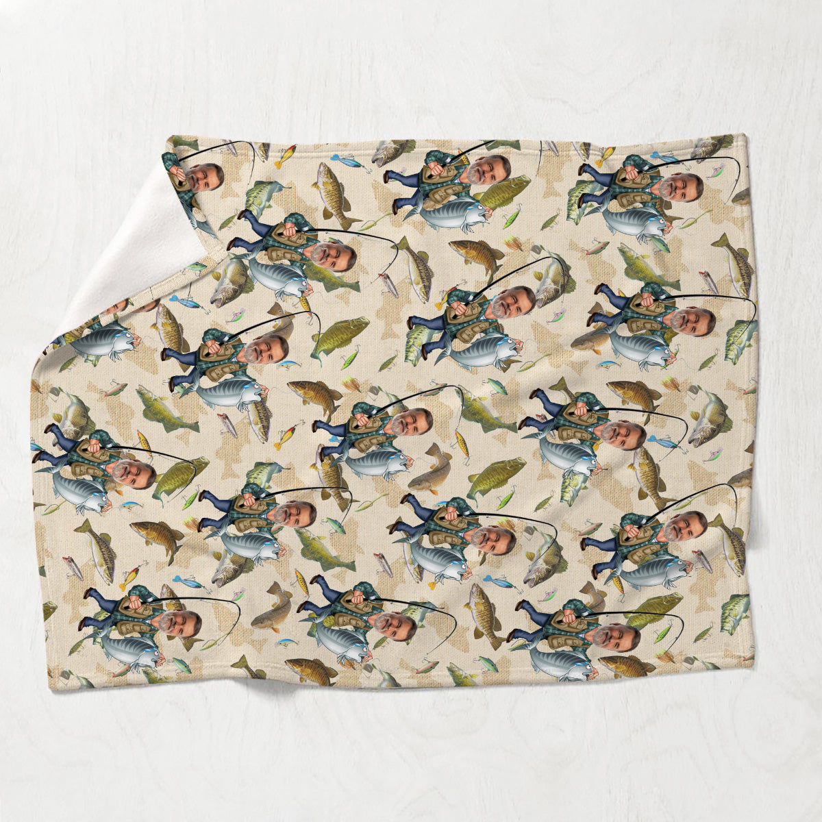 Couverture de pêche personnalisée avec photo humoristique - Motif pêche humoristique