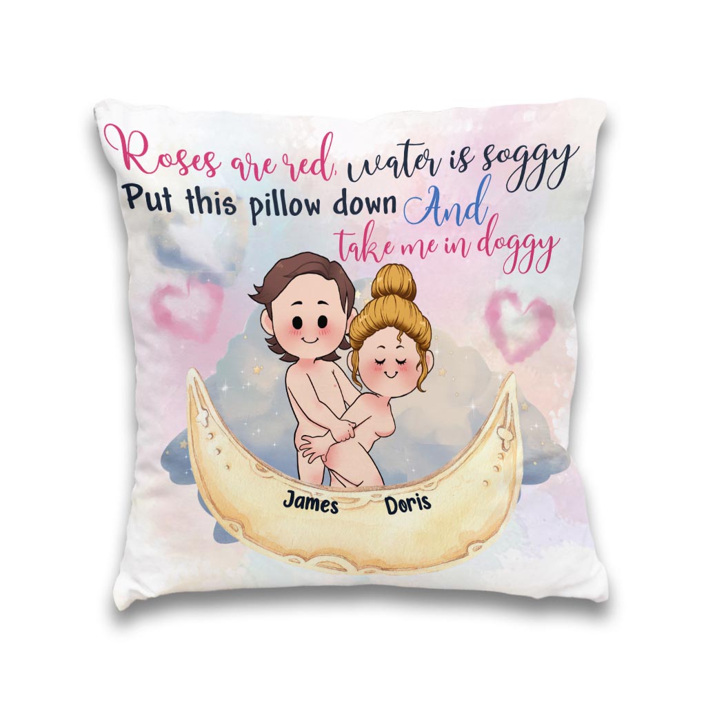 Coussin décoratif personnalisé pour couple « Les roses sont rouges, l'eau est détrempée »