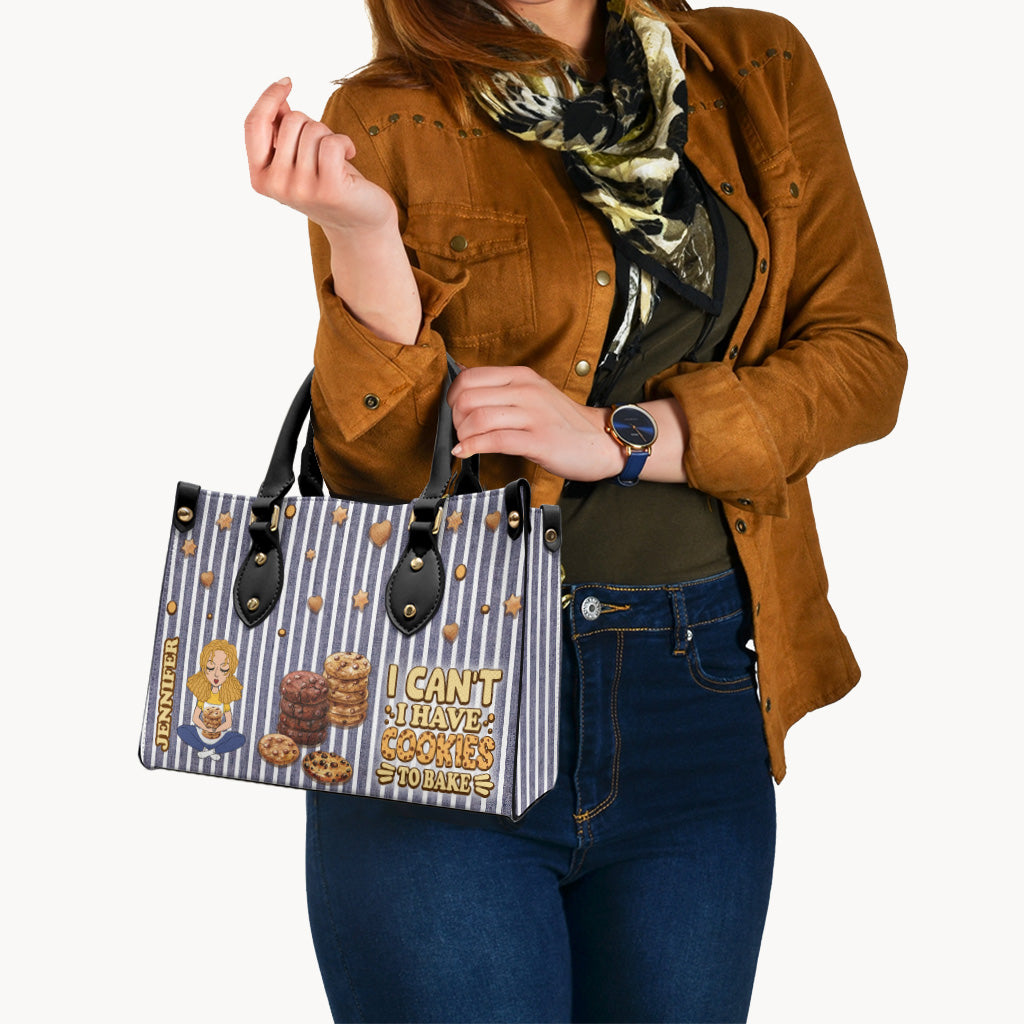 Je ne peux pas, j'ai des biscuits à faire cuire ! - Sac à main en cuir personnalisé pour la pâtisserie