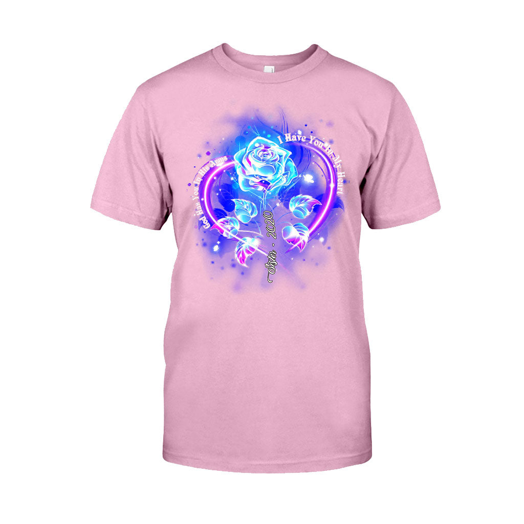 Dieu te tient dans ses bras, je te porte dans mon cœur - T-shirt et sweat à capuche personnalisés en hommage