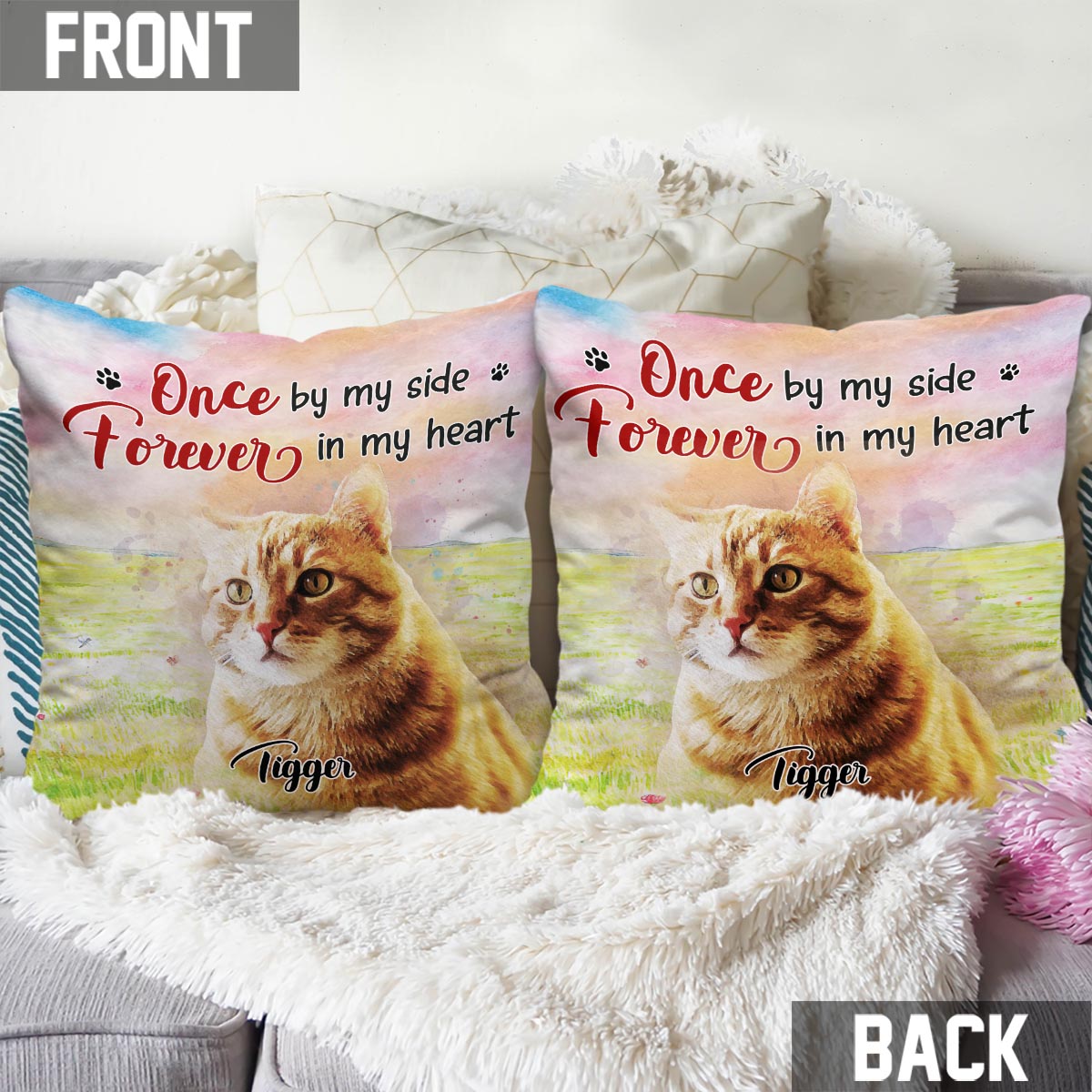 À jamais dans mon cœur - Coussin décoratif personnalisé pour chien