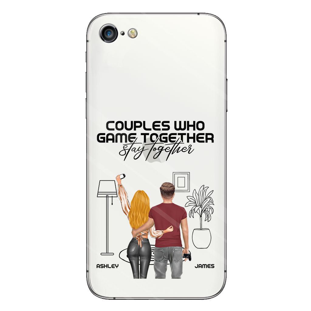 Les couples qui jouent ensemble restent ensemble - Coque de téléphone transparente personnalisée pour jeux vidéo