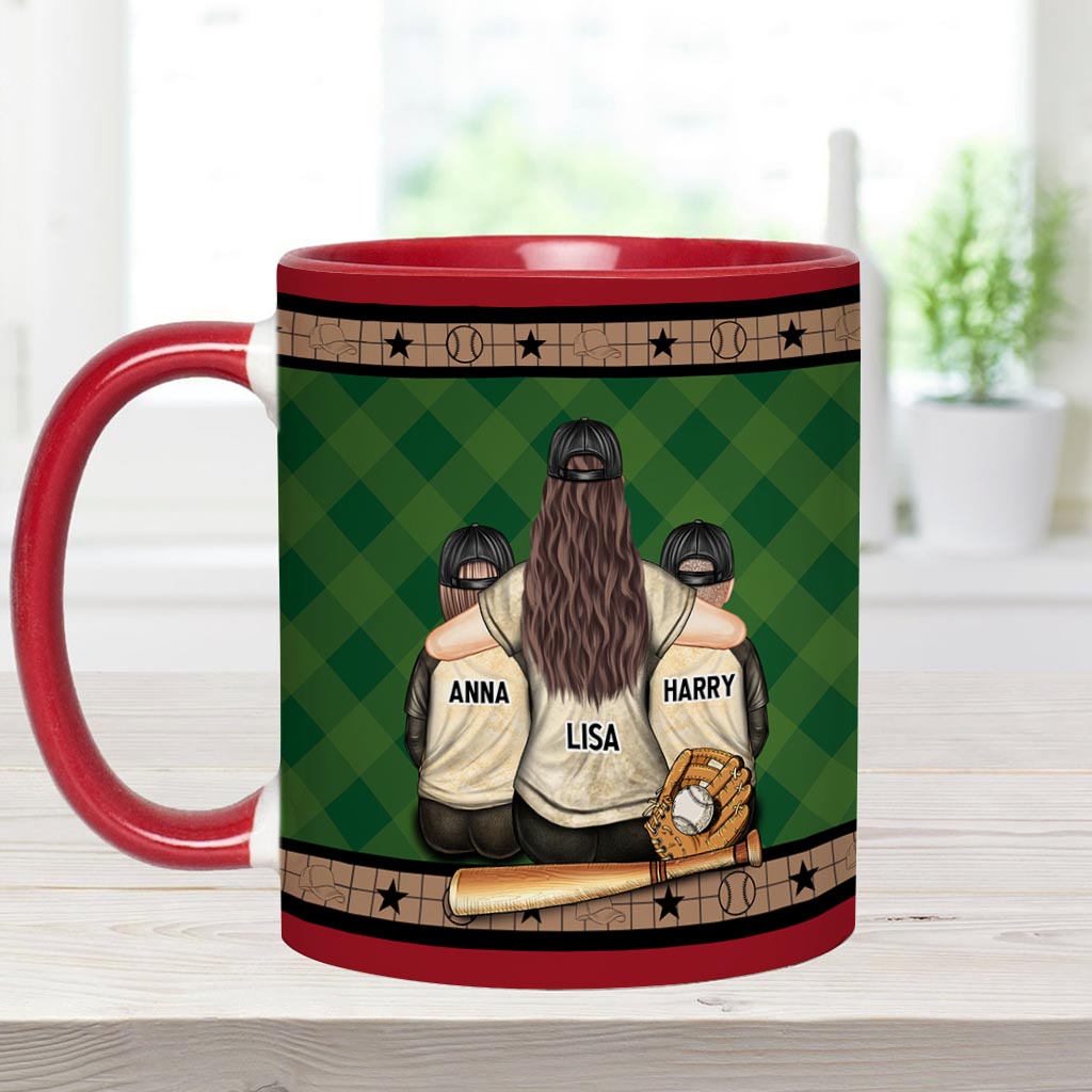 Mon cœur est sur le terrain - Mug personnalisé sur le thème du baseball