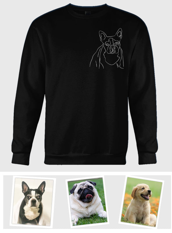 Custom Line Art - Personalized Dog Embroidered Sweater