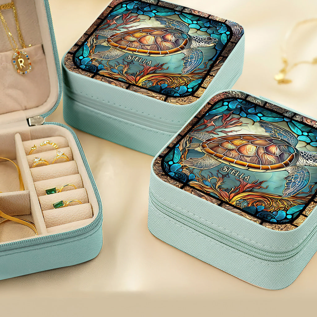 J'adore les tortues - Boîte à bijoux personnalisée en forme de tortue