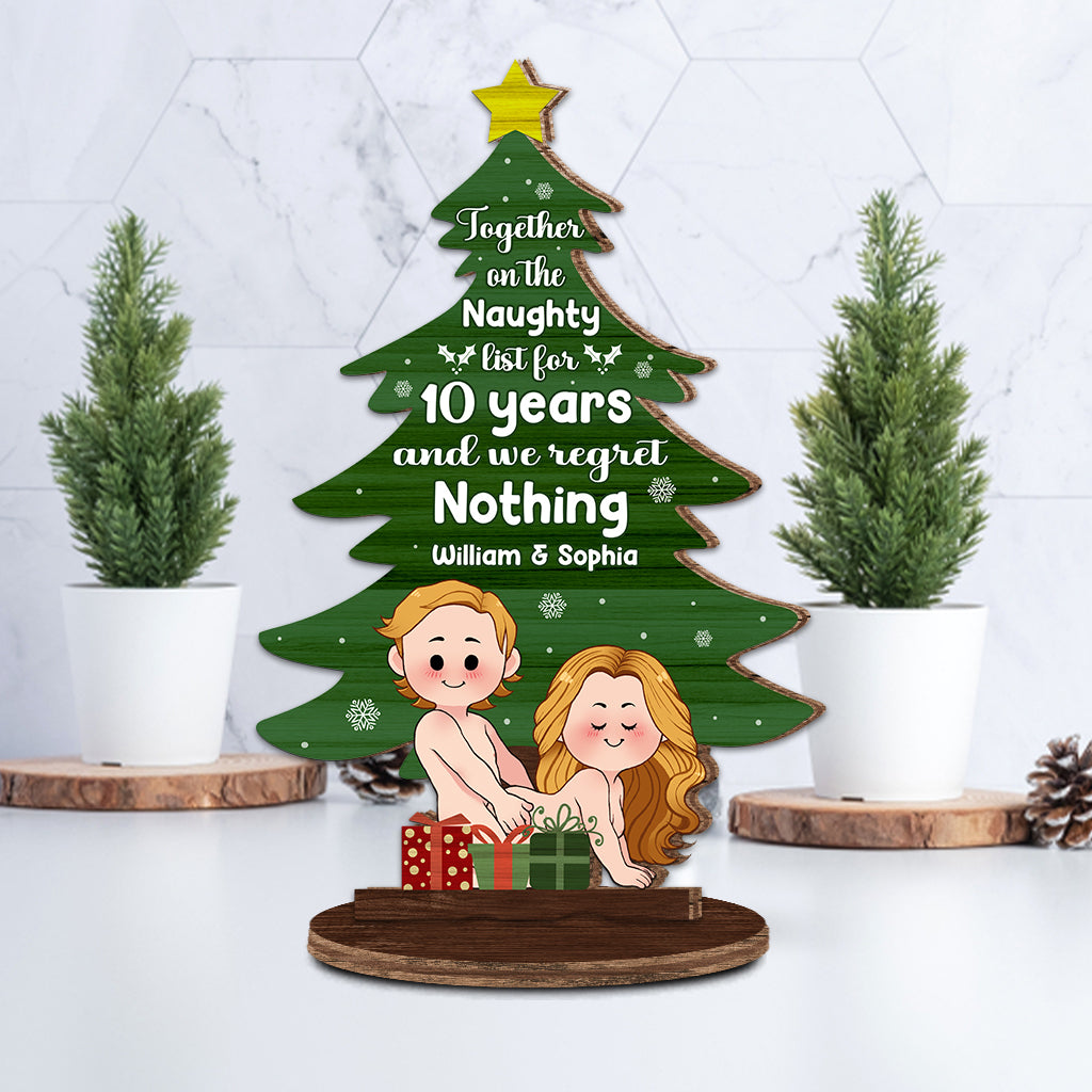 Ensemble sur la liste des vilains depuis des années - cadeau pour femme, petit ami, mari, petite amie - Plaque en bois personnalisée à poser