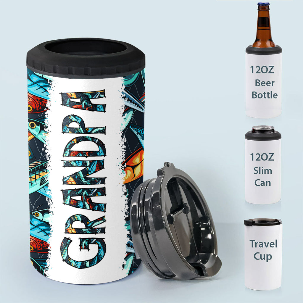 Reel Cool Dad - Fishing gift for dad, grandpa, him, husband - Personalized Can Cooler
