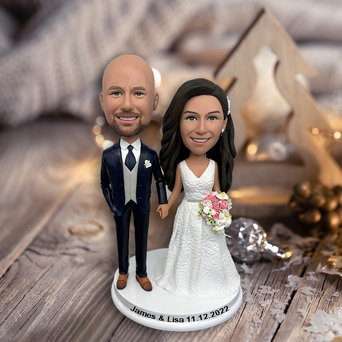 Cadeau de mariage pour les mariés - Figurine à tête branlante personnalisée