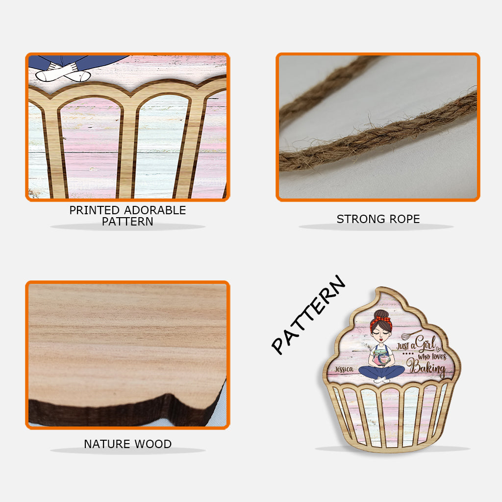 Une fille qui adore pâtisser - Panneau en bois personnalisé sur le thème de la pâtisserie