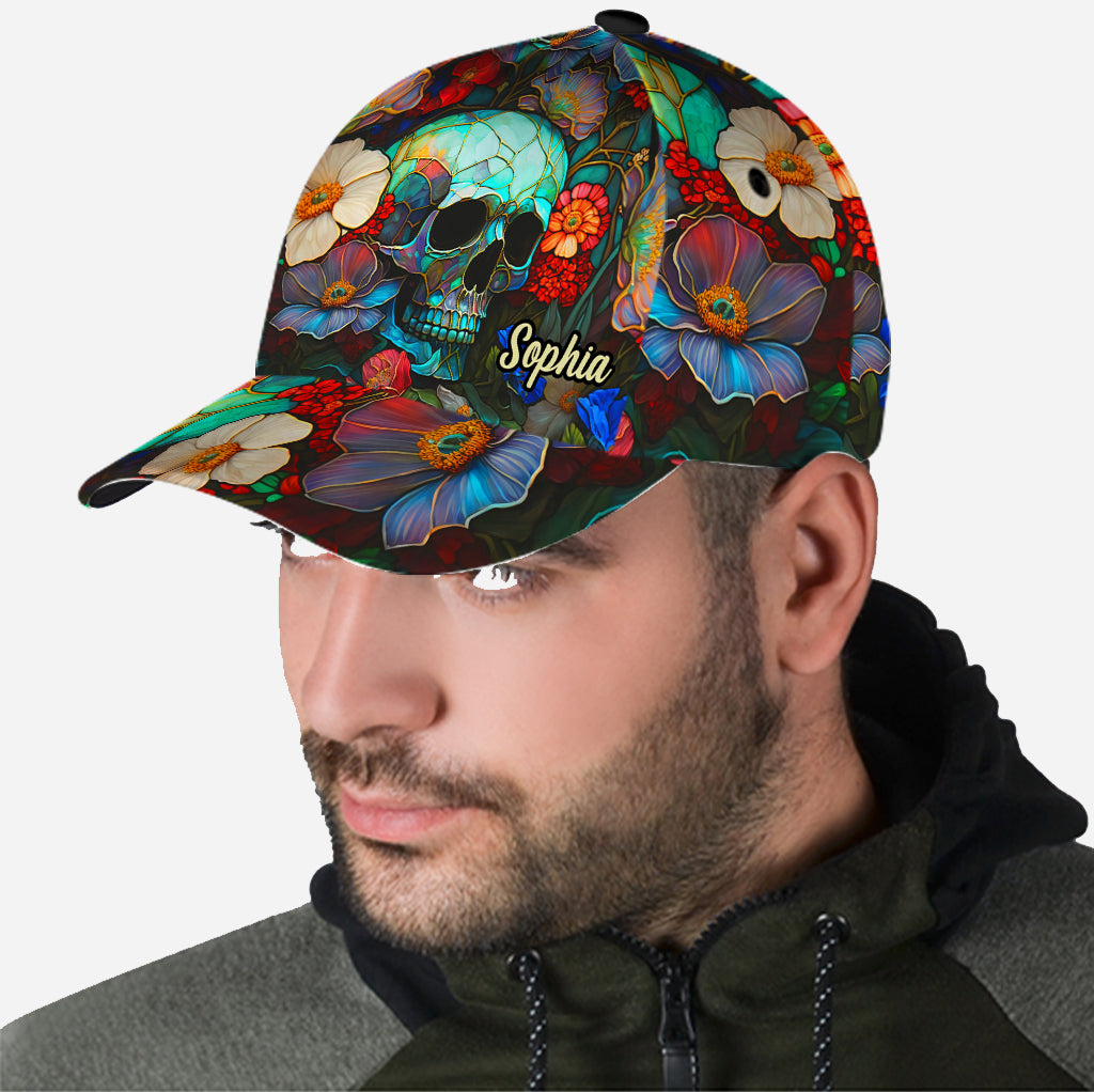 Tête de mort florale - Casquette classique personnalisée à tête de mort