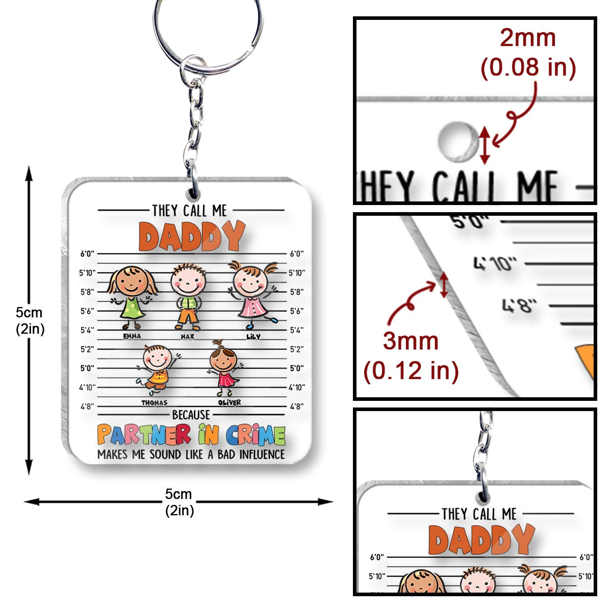 Complices - Cadeau pour grand-père, grand-mère, maman, papa, oncle, tante, frère, sœur - Porte-clés personnalisé