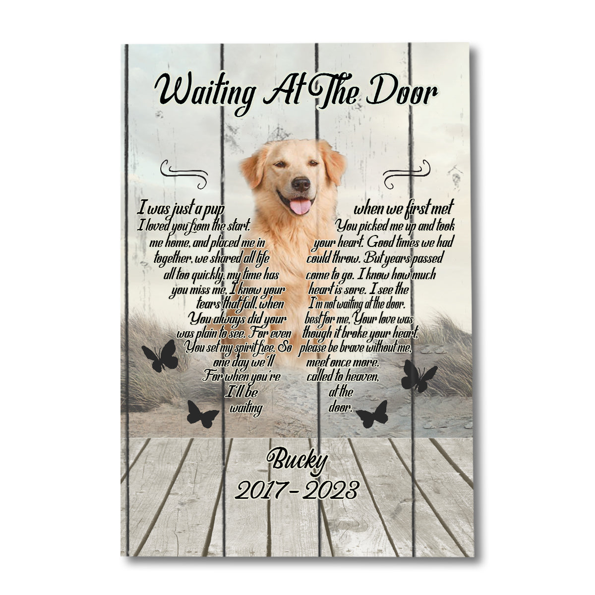 Attendre à la porte - Toile et affiche personnalisées pour chien