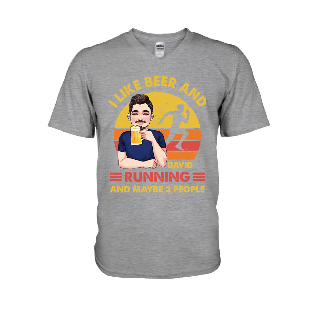 J'aime la bière et la course à pied - T-shirt et sweat à capuche de course personnalisés