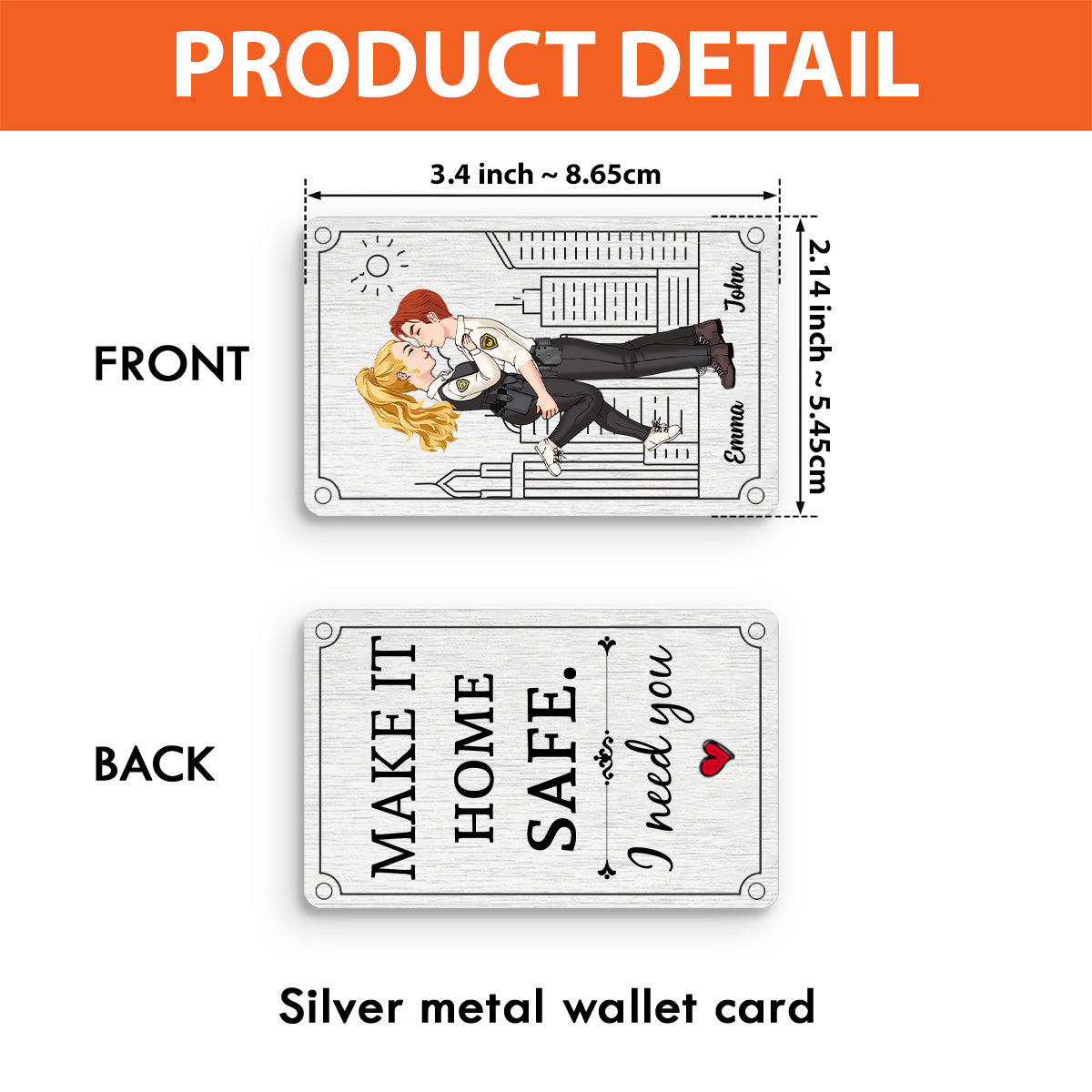 Rentrez sains et saufs - Carte personnalisée pour portefeuille de couple