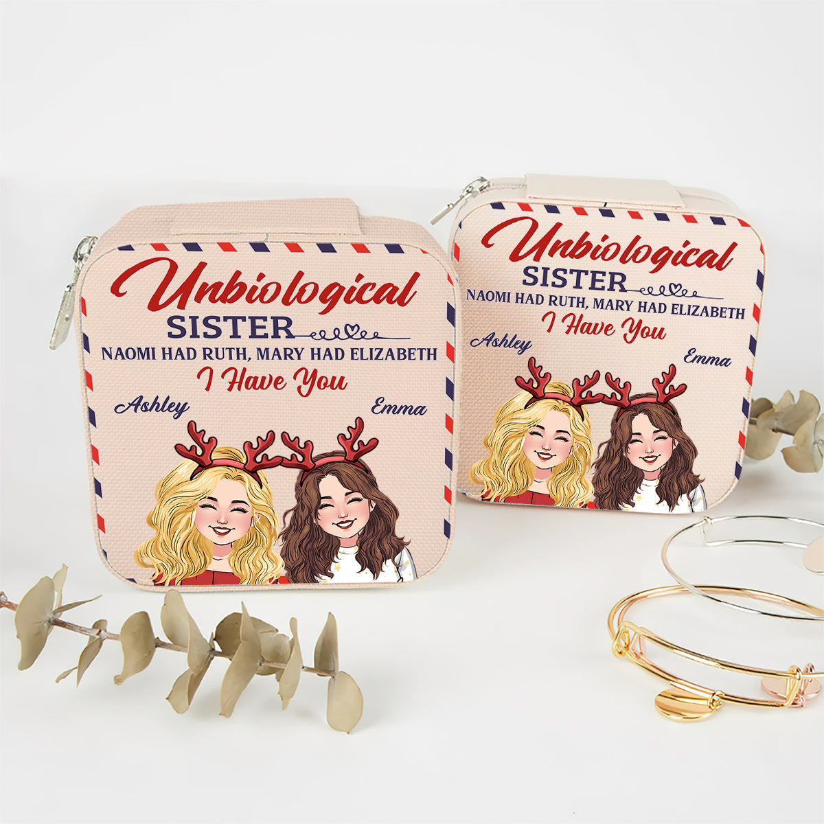 Coffret à bijoux personnalisé pour meilleure amie (Sœur non biologique)