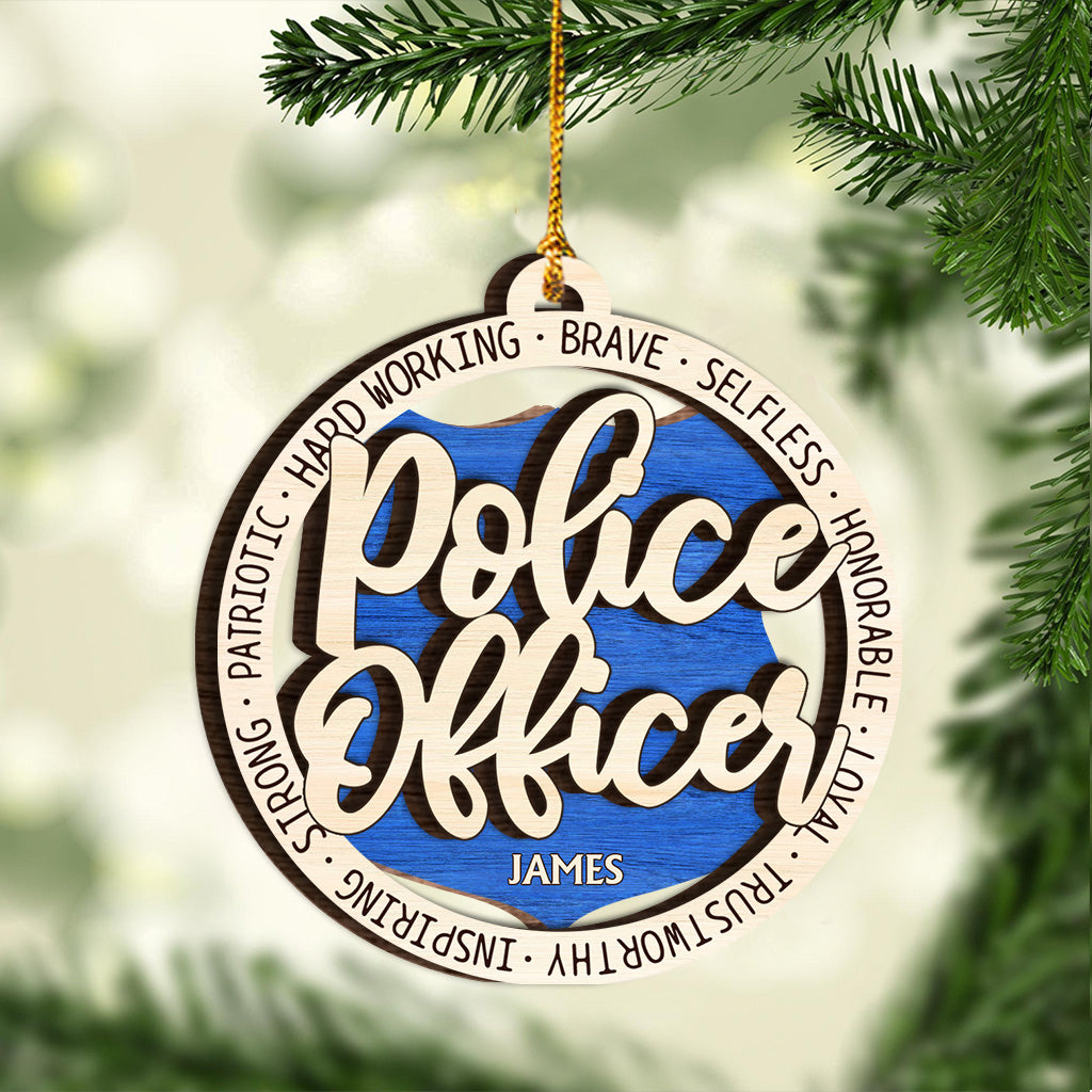 Police Officer - Personalized Police Officer 2 Layered Wooden Ornament