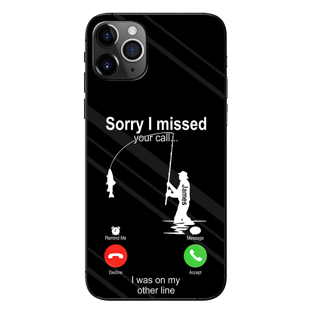 Désolé(e) d'avoir manqué votre appel, j'étais en ligne - Coque de téléphone transparente personnalisée sur le thème de la pêche