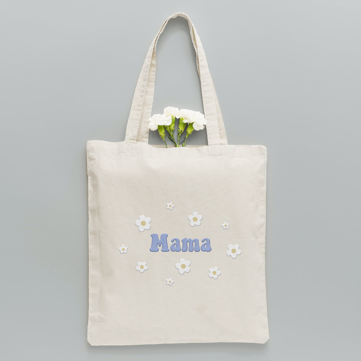 Sac fourre-tout brodé personnalisé avec nom et fleur - Sac fourre-tout brodé personnalisé pour belle-mère