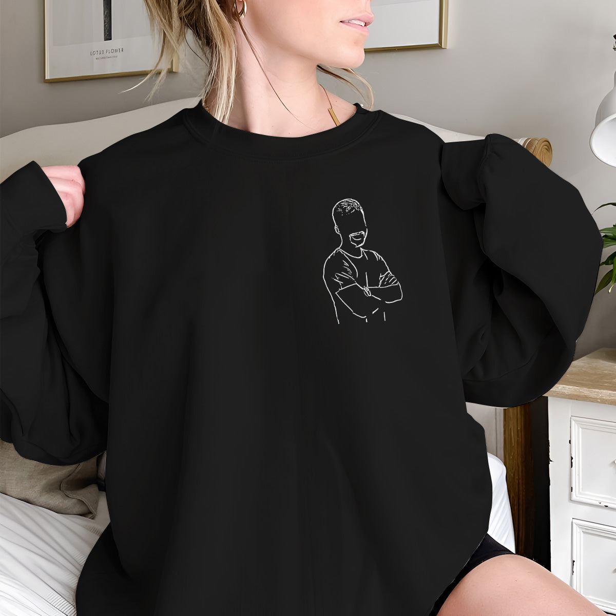 Custom Line Art - Personalized grandson Embroidered Sweater